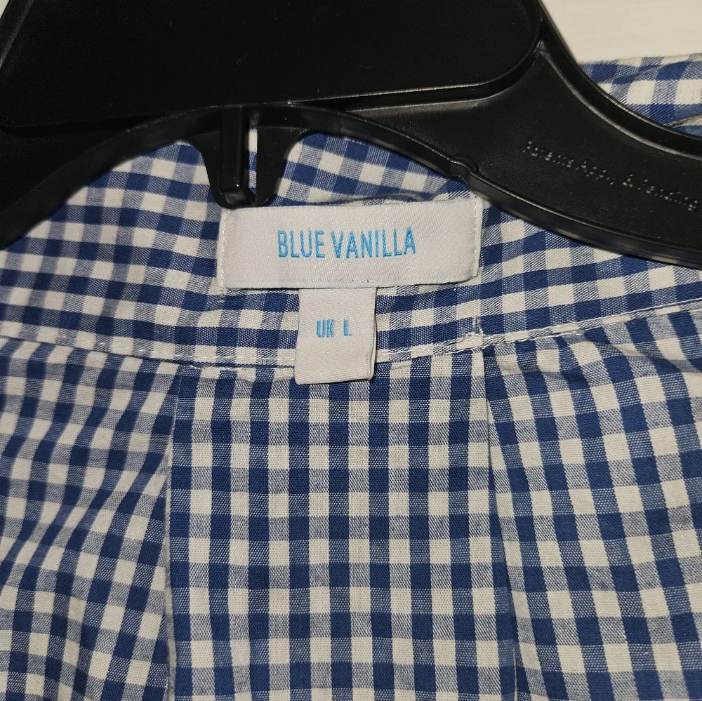 Reformation Navy and White Gingham Wrap Blouse - Picture 3 of 3